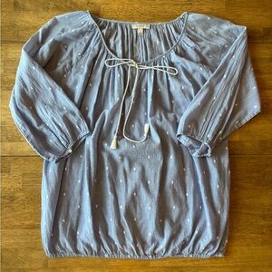 J. Crew Sky Blue Blouse with Ivory Dots